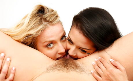 Sultry women Dani Daniels, Karla Kush and Katrina Jade licking pink pussies and enjoying with dildo 