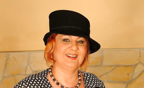 Peachy grannie Katharina in hot undies exposing big boobs and spreading her legs 